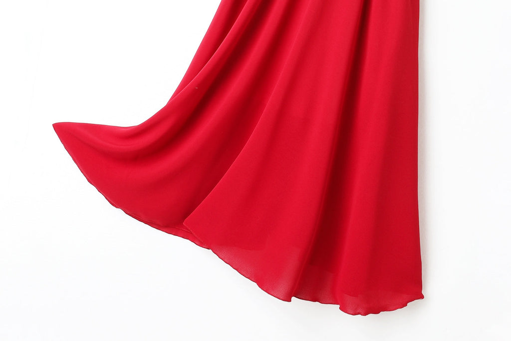 Cella Plus Size V Neck Ribbon Swing Short Sleeve Midi Dress — gallery