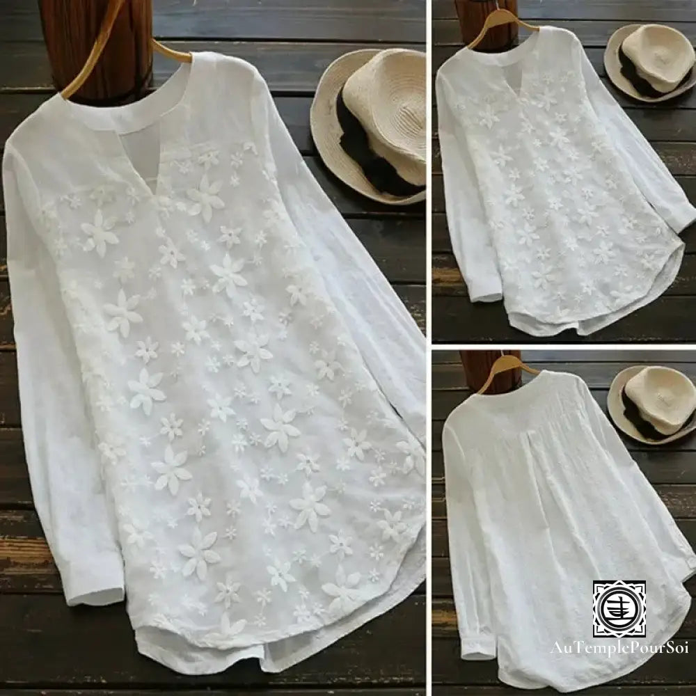 Premium Floral Linen Blouse for Women - gallery