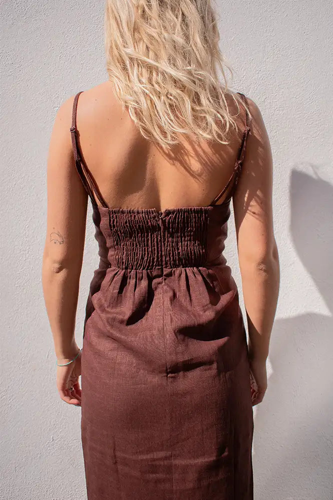Veranys Chocolate Linen Dress - gallery