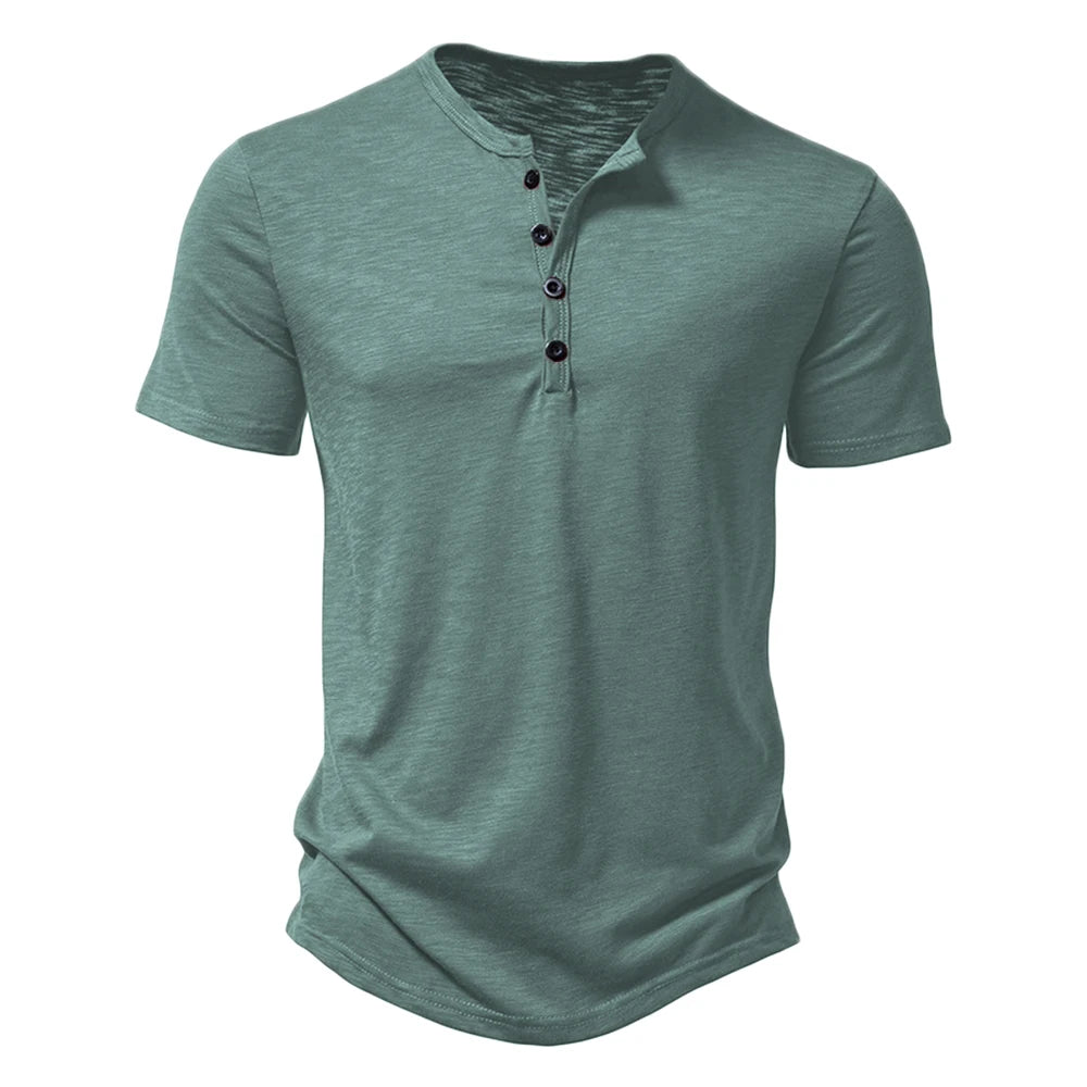 Classic Henley Short Sleeve T-shirt — Army Green