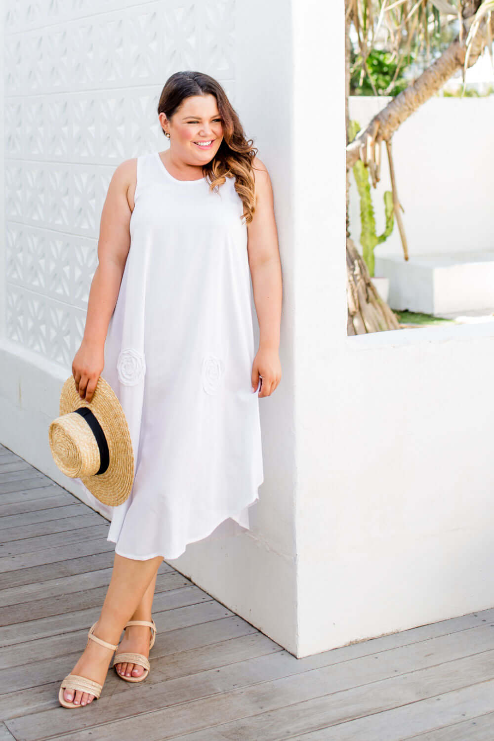 A-line Maxi Dress - White — White