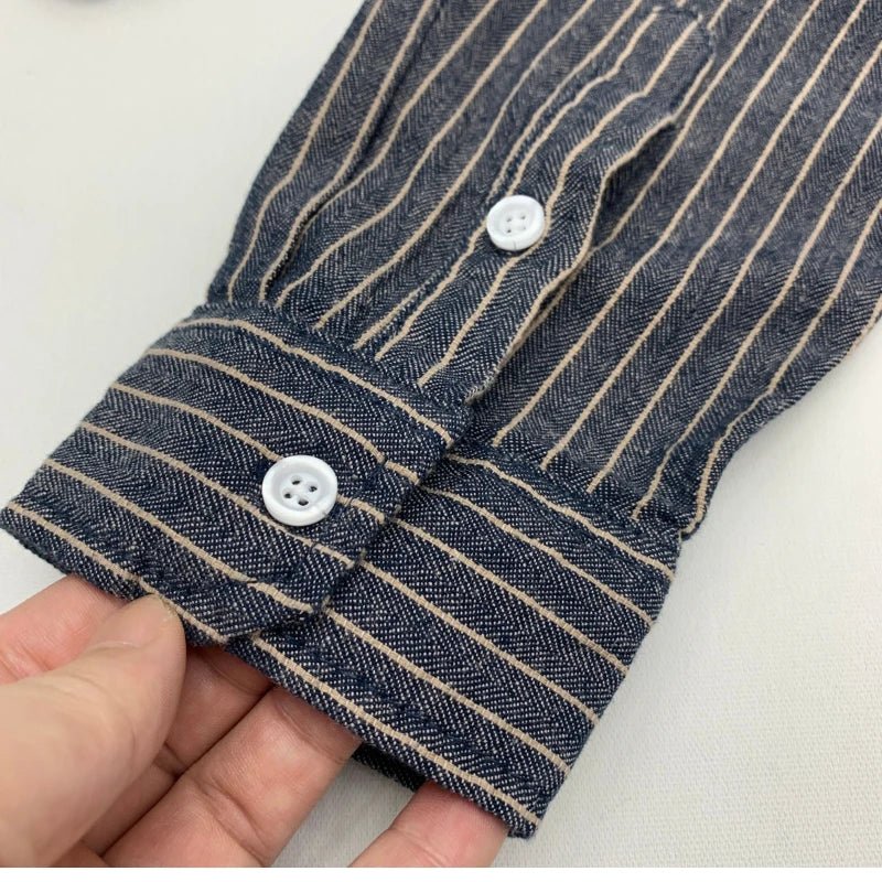 Striped Cotton Linen Long Sleeve Shirt for Men - gallery