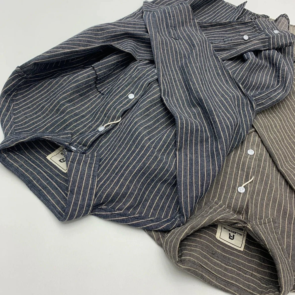 Striped Cotton Linen Long Sleeve Shirt for Men - gallery