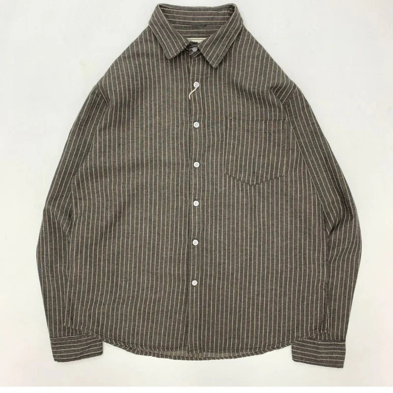 Striped Cotton Linen Long Sleeve Shirt for Men - gallery