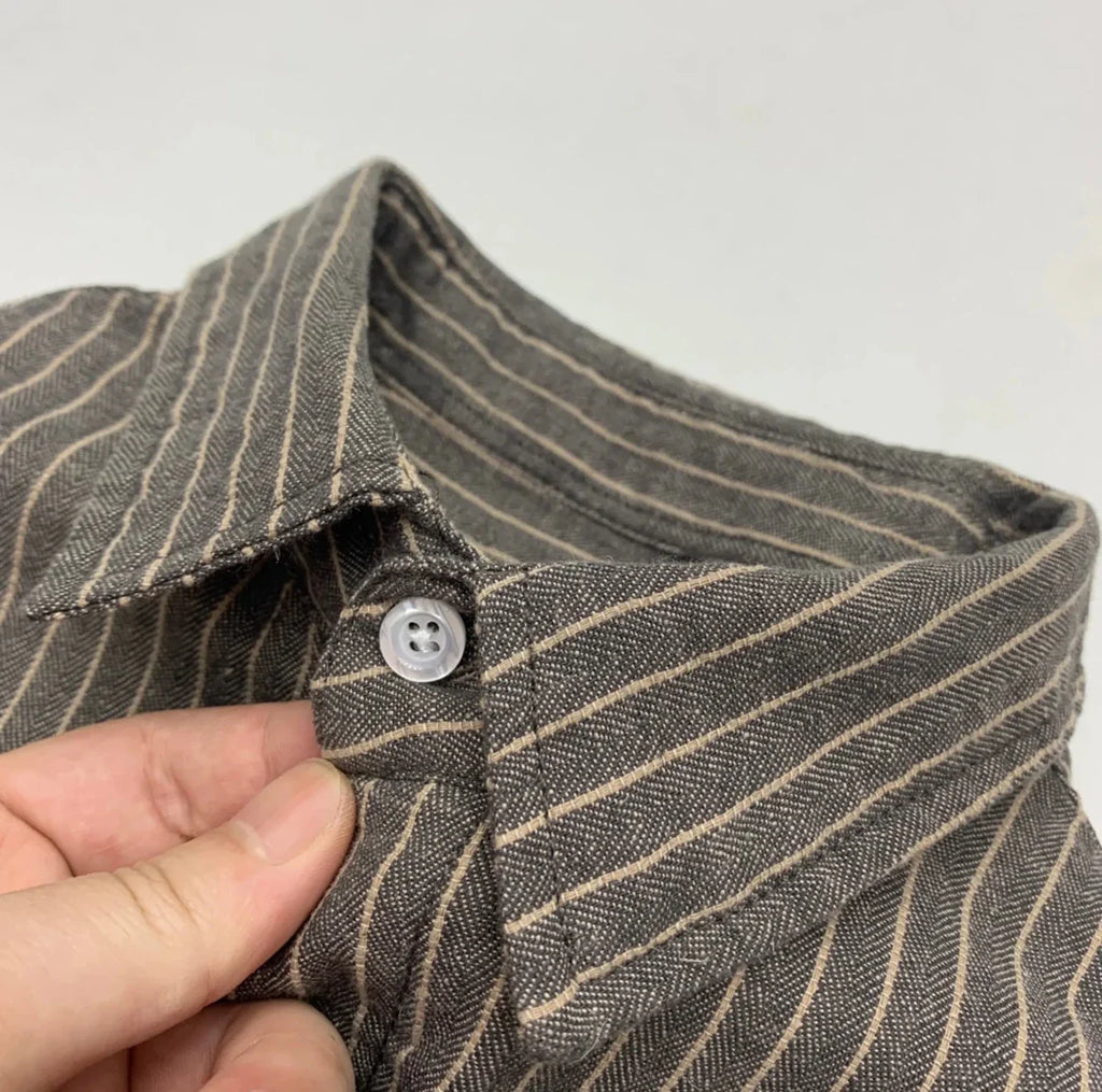 Striped Cotton Linen Long Sleeve Shirt for Men - gallery