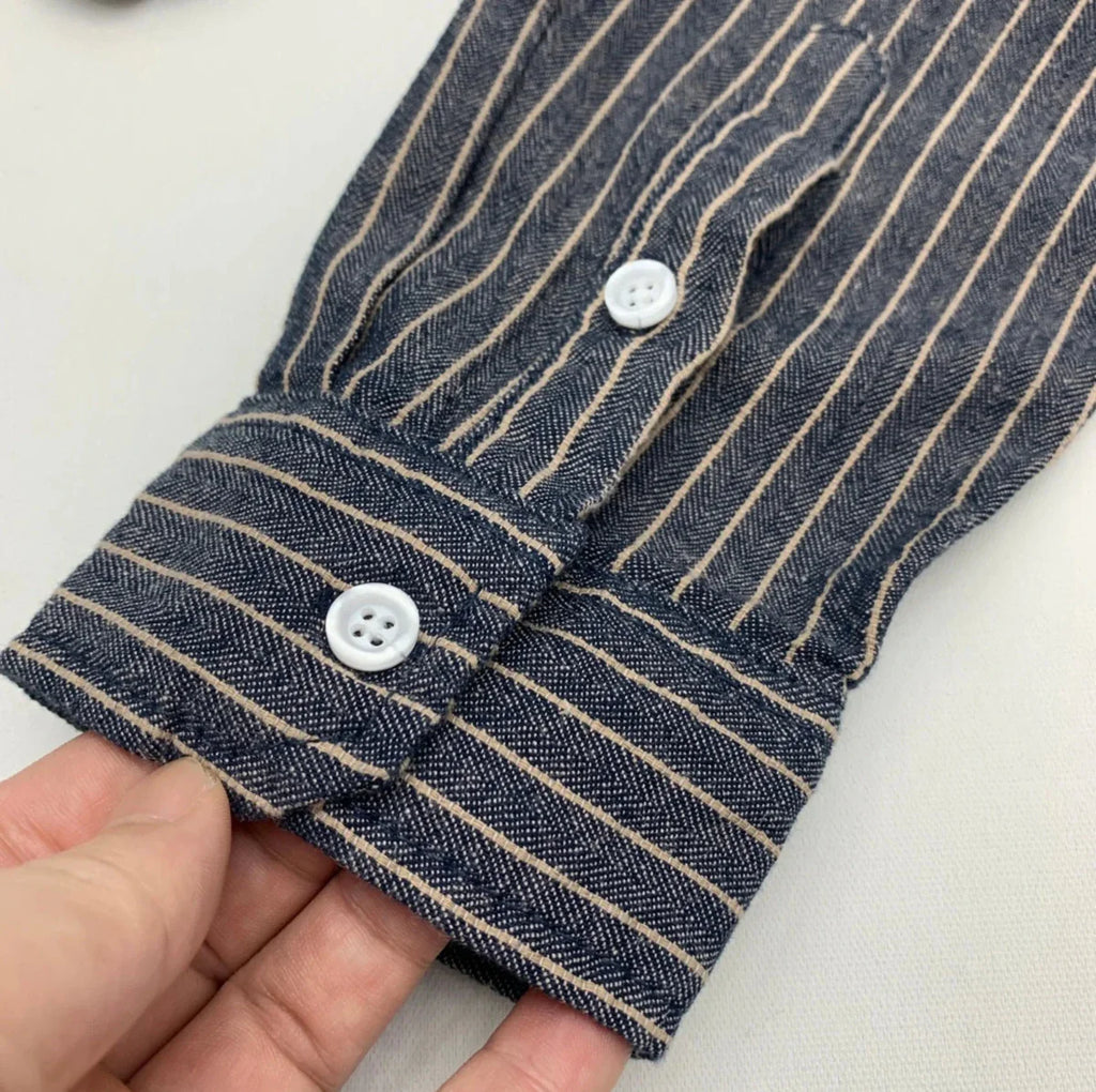 Striped Cotton Linen Long Sleeve Shirt for Men - gallery