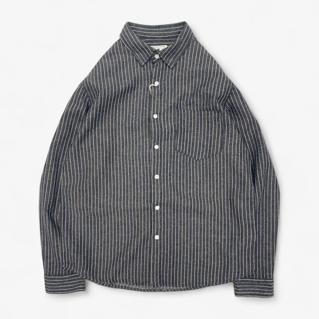 Striped Cotton Linen Long Sleeve Shirt for Men