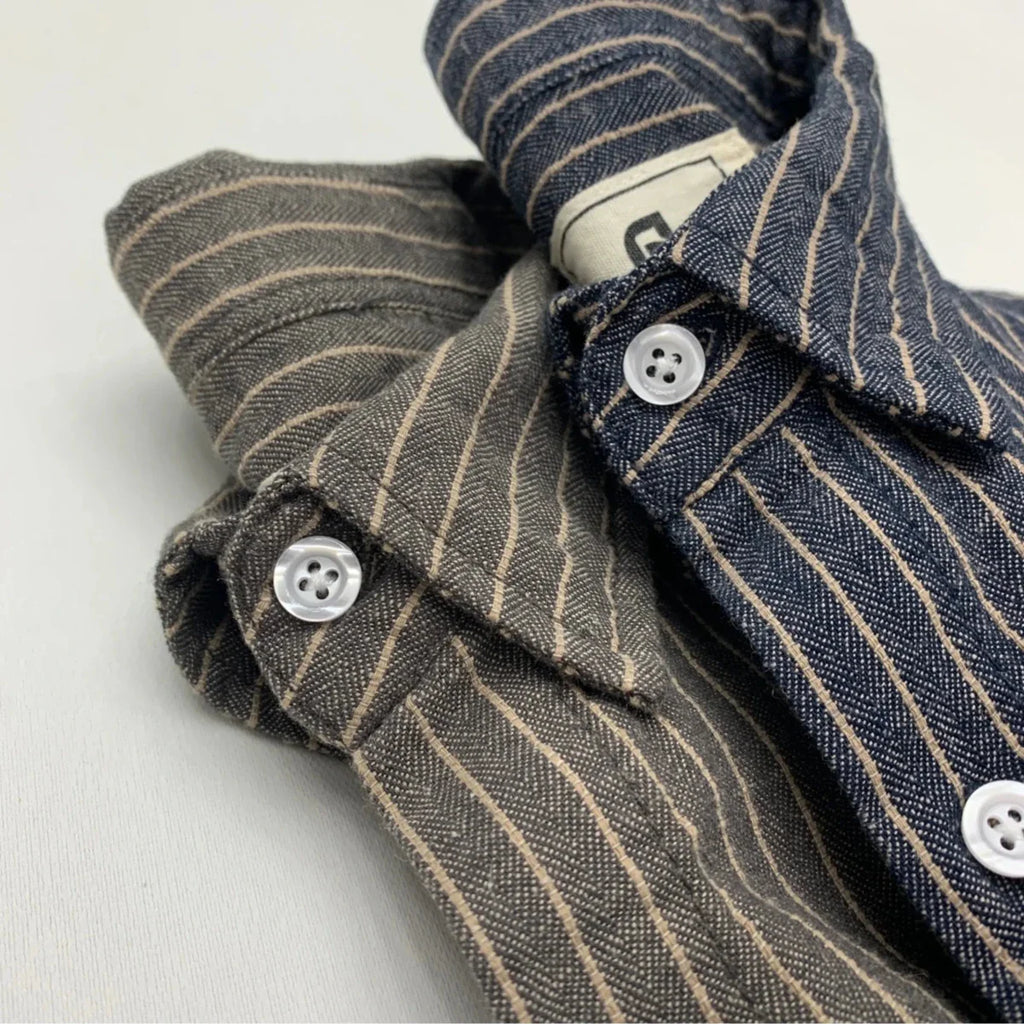 Striped Cotton Linen Long Sleeve Shirt for Men - gallery