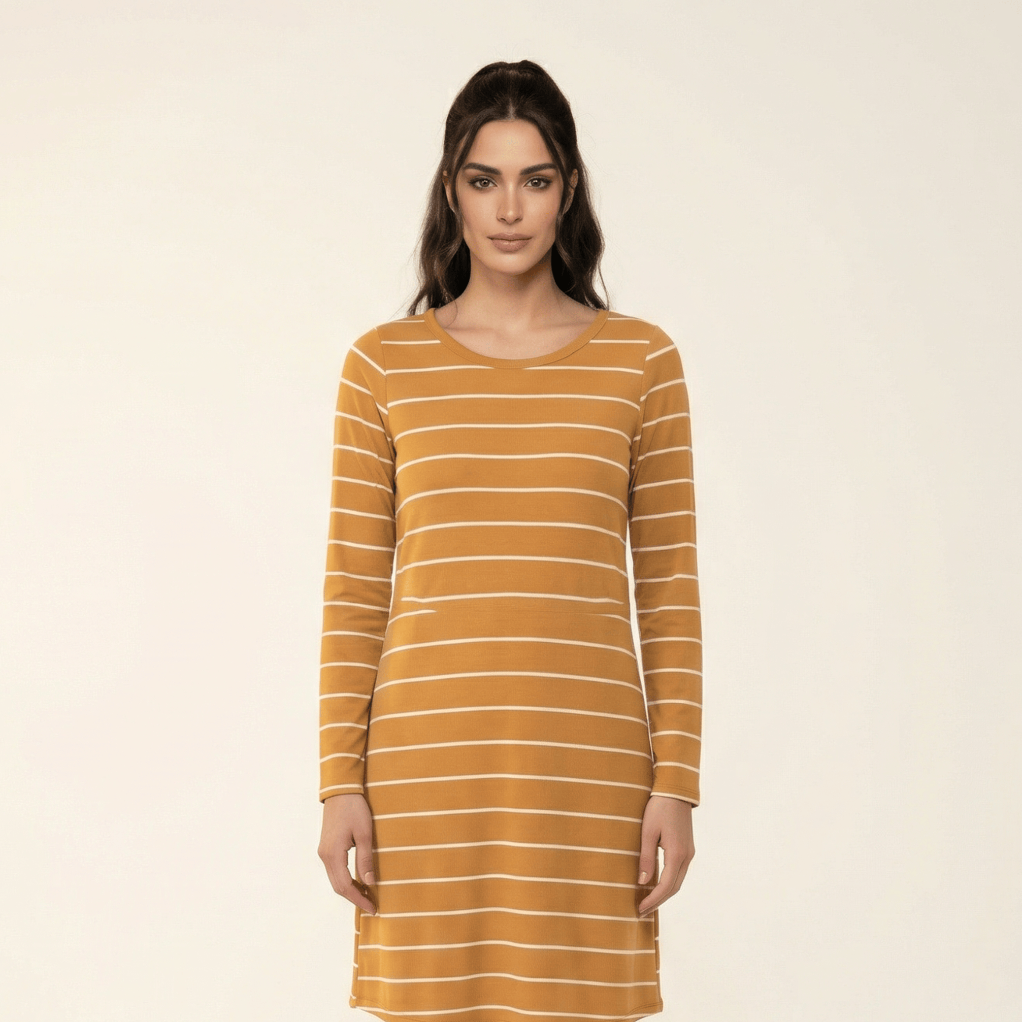 Cotton Striped Midi Top for Women — Relaxed Everyday Layer