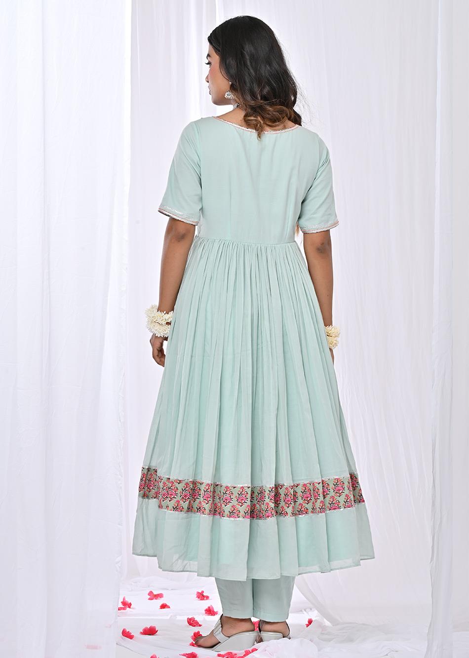 Mint Green Embroidered Anarkali Suit Set for Women - gallery