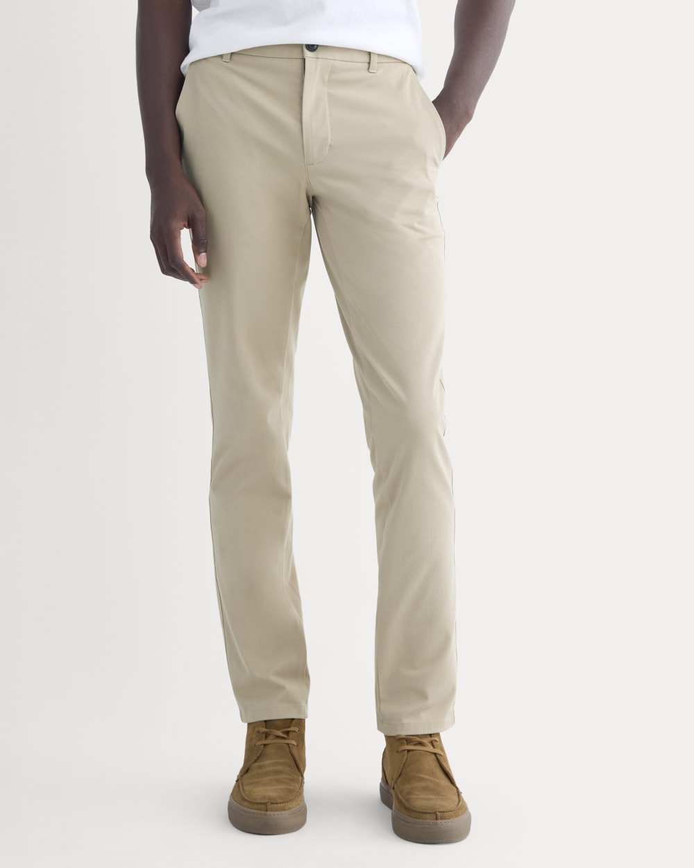 Khaki Slim Performance Chino Trousers for Men - gallery