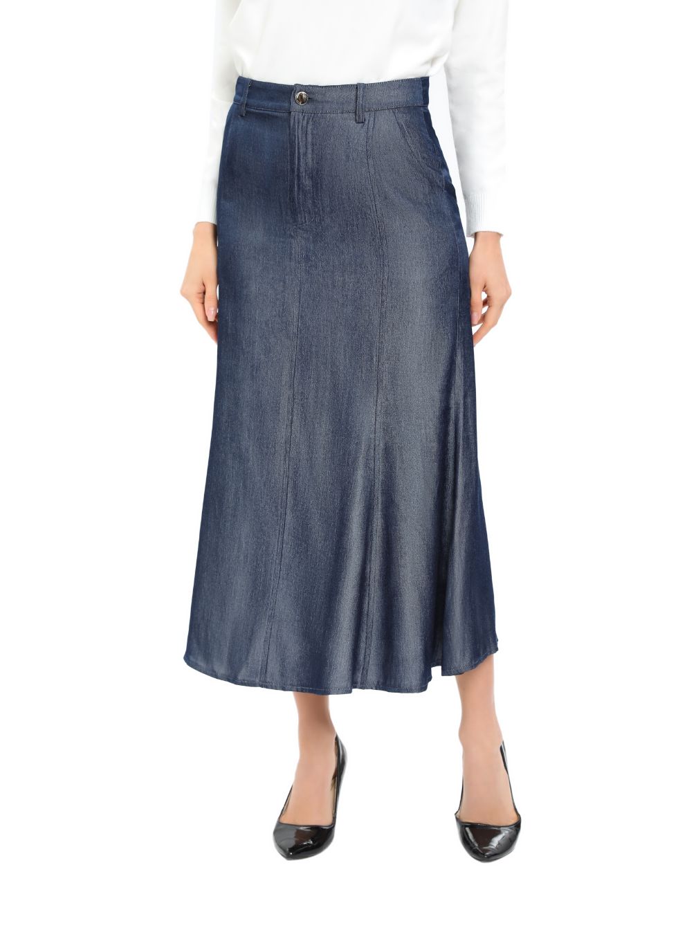 Denim Look Midi Skirt — gallery
