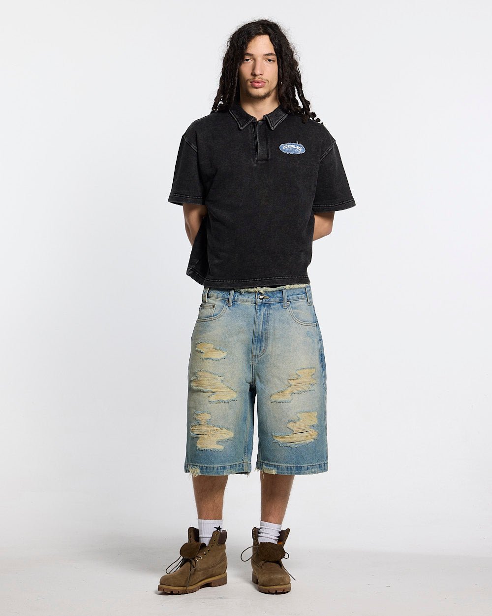 Distressed Dollar Polo Black for Women - gallery