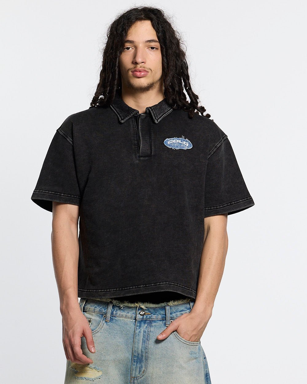 Distressed Dollar Polo Black for Women - gallery