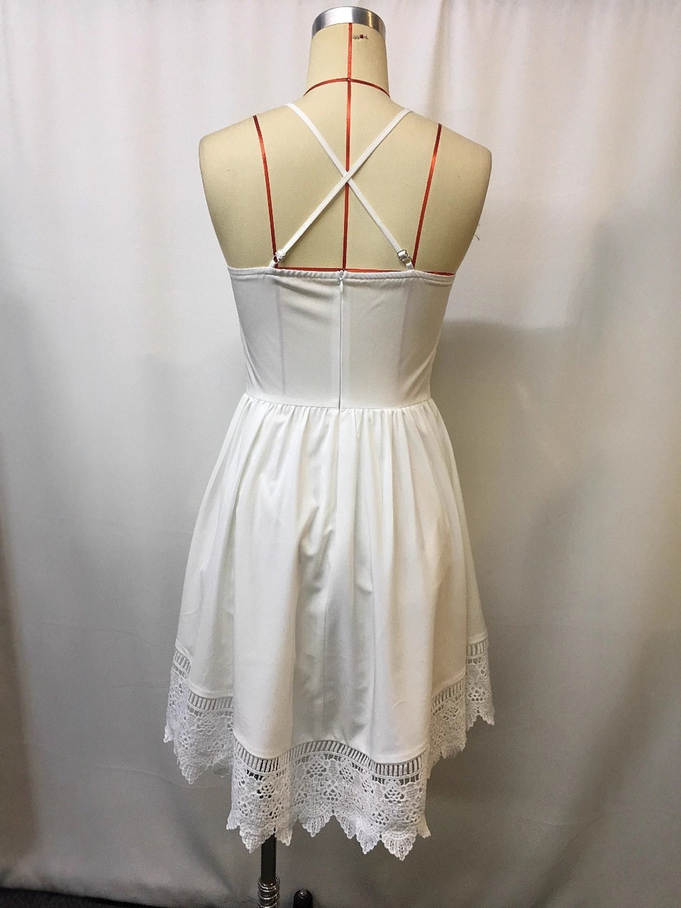 Lace Trimmed V-Neck Mini Dress for Women - gallery