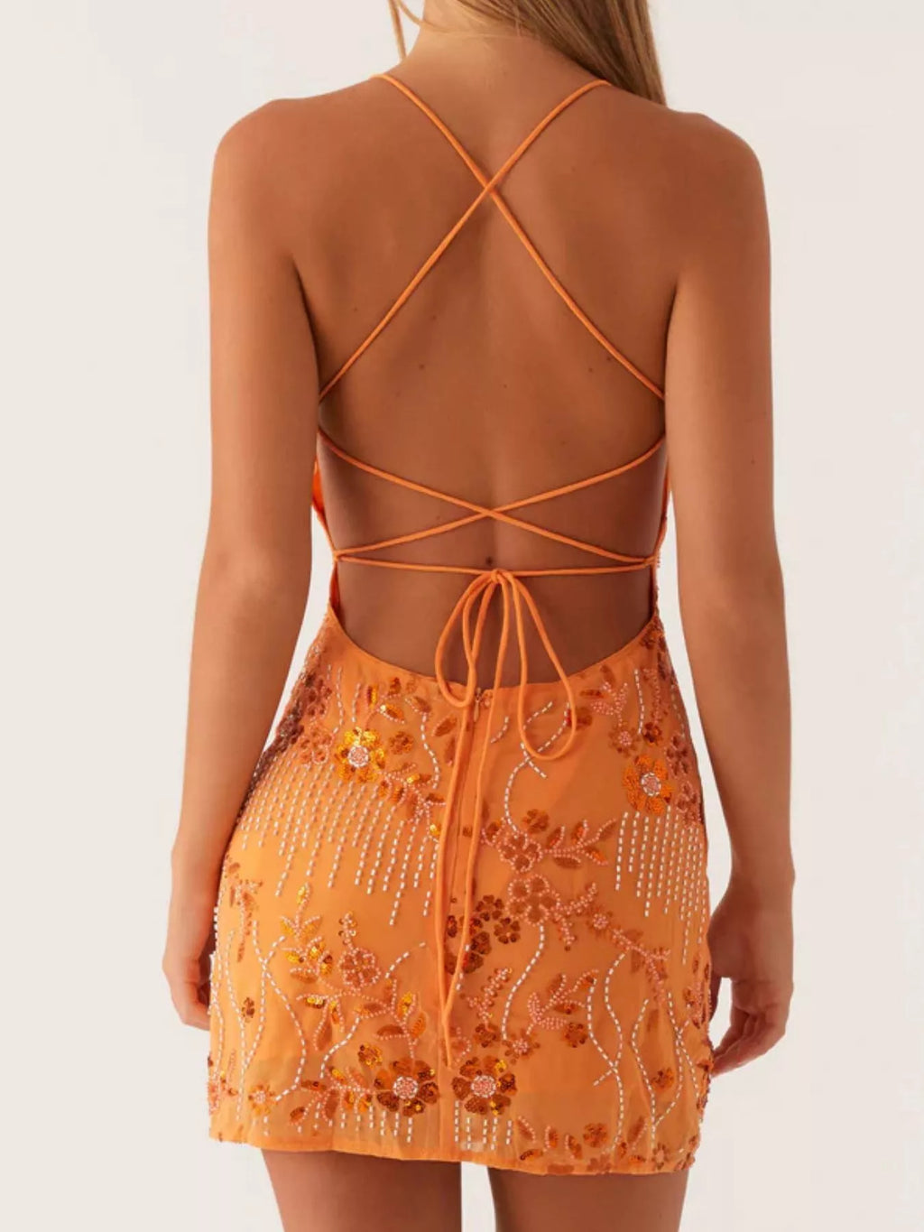 Beaded Floral Sequin Mini Dress for Women - gallery