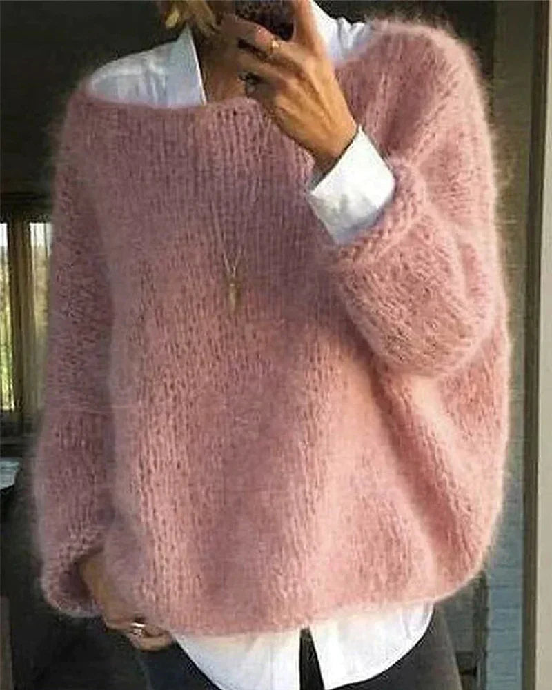 Colorful Off-Shoulder Knit Pullover