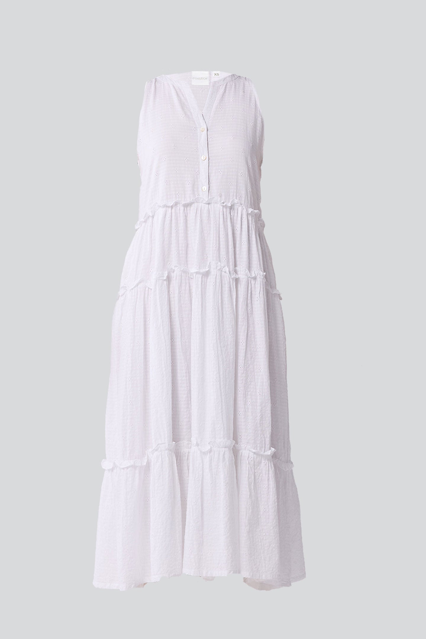 Embroidered Sleeveless Maxi Dress in White for Women - gallery