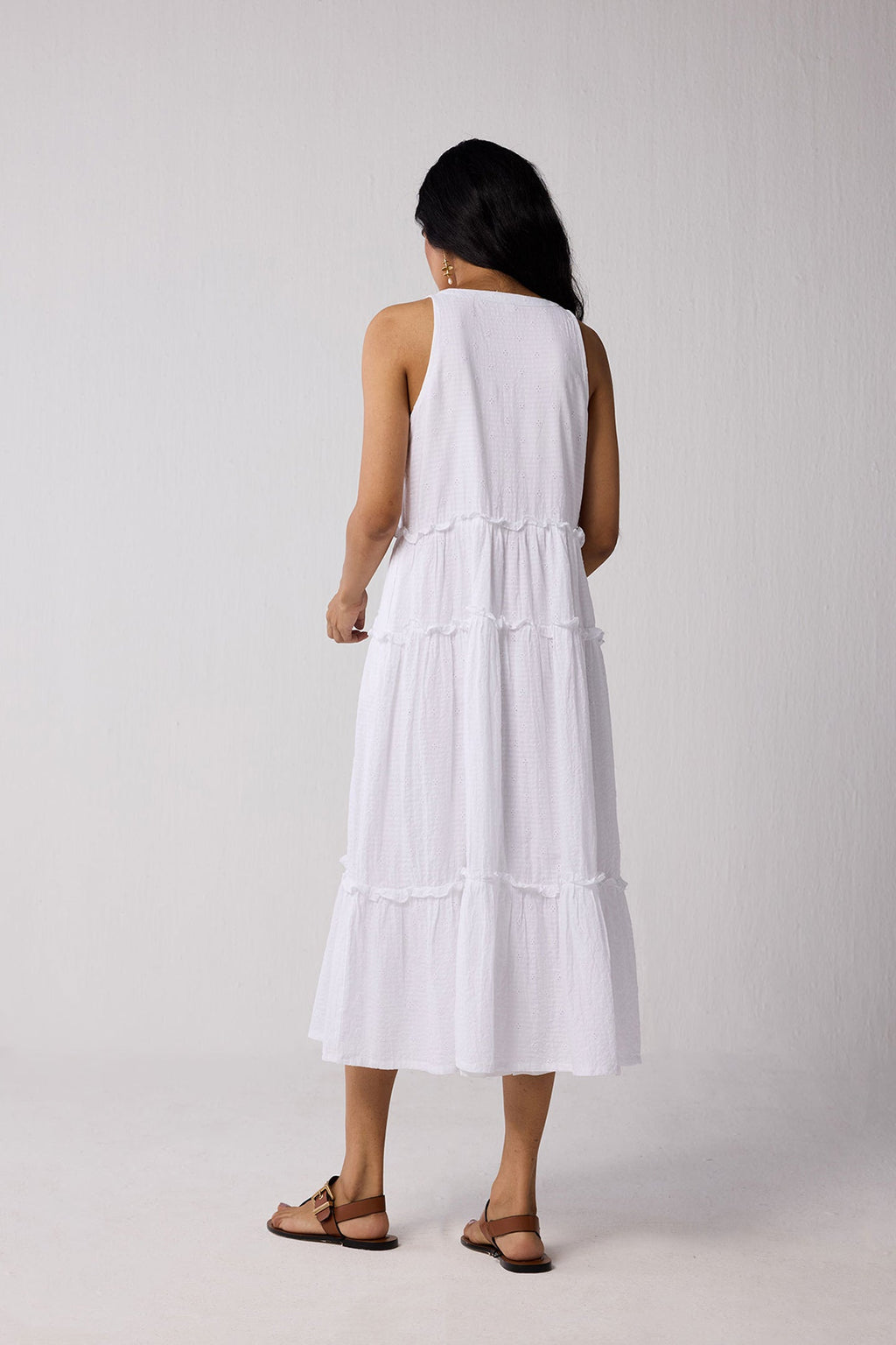 Embroidered Sleeveless Maxi Dress in White for Women - gallery