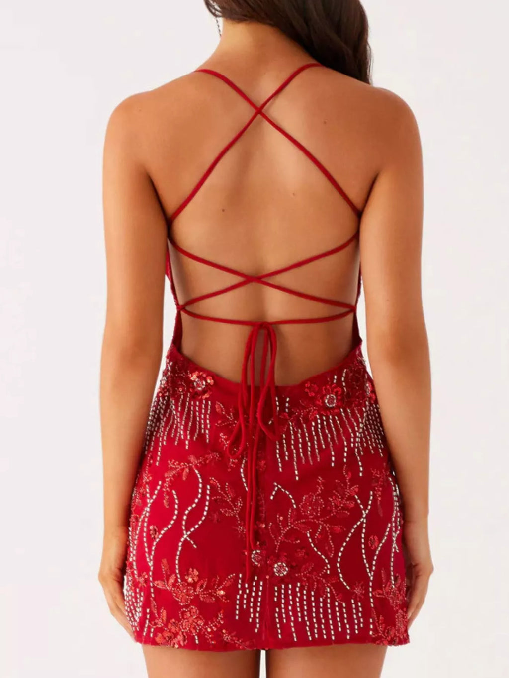 Beaded Floral Sequin Mini Dress for Women - gallery