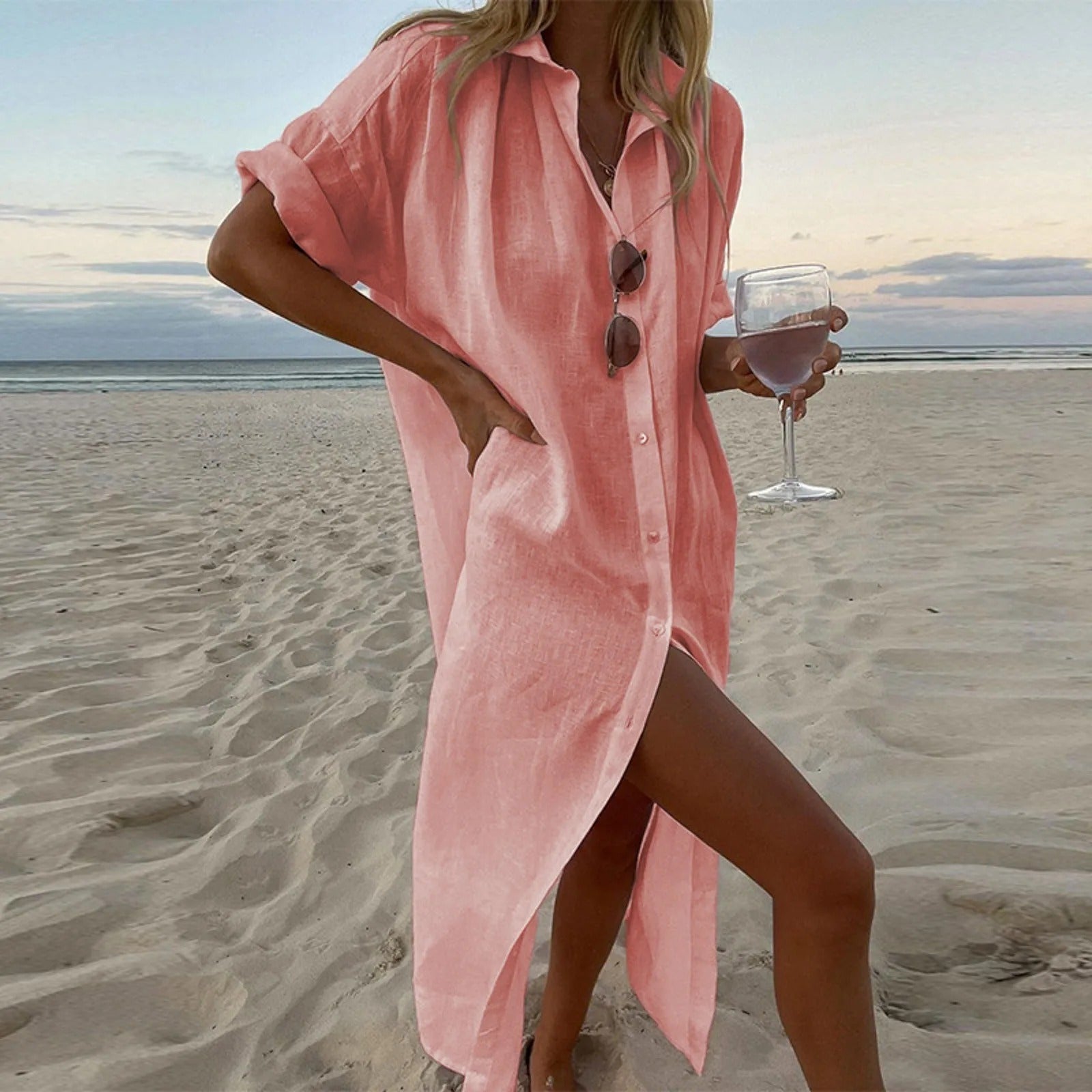Stylish Maxi Shirt Dress