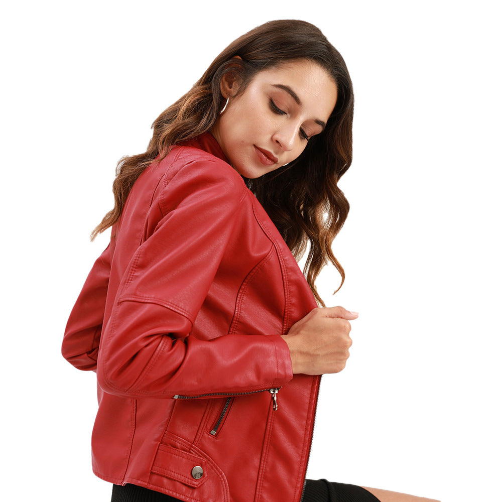 Collarless Biker Jacket