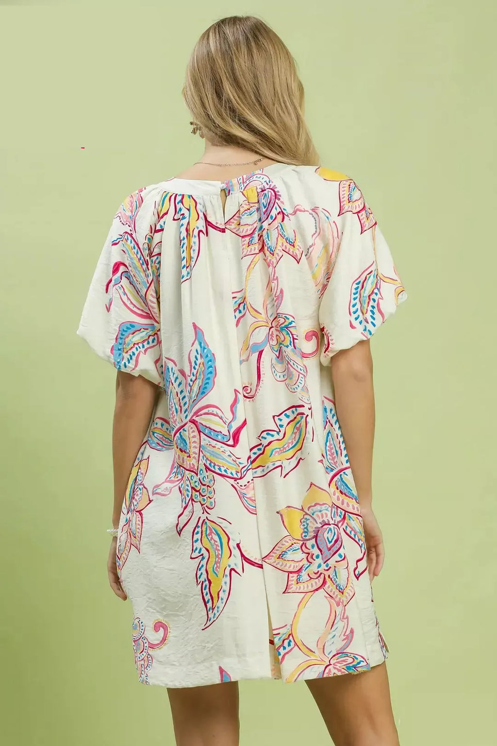 Boho Floral Print Mini Dress for Women — With Pockets - gallery