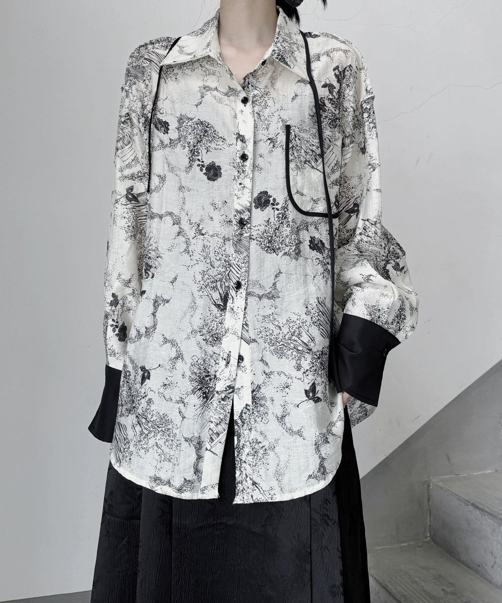 Ink Print Blouse for Women - gallery