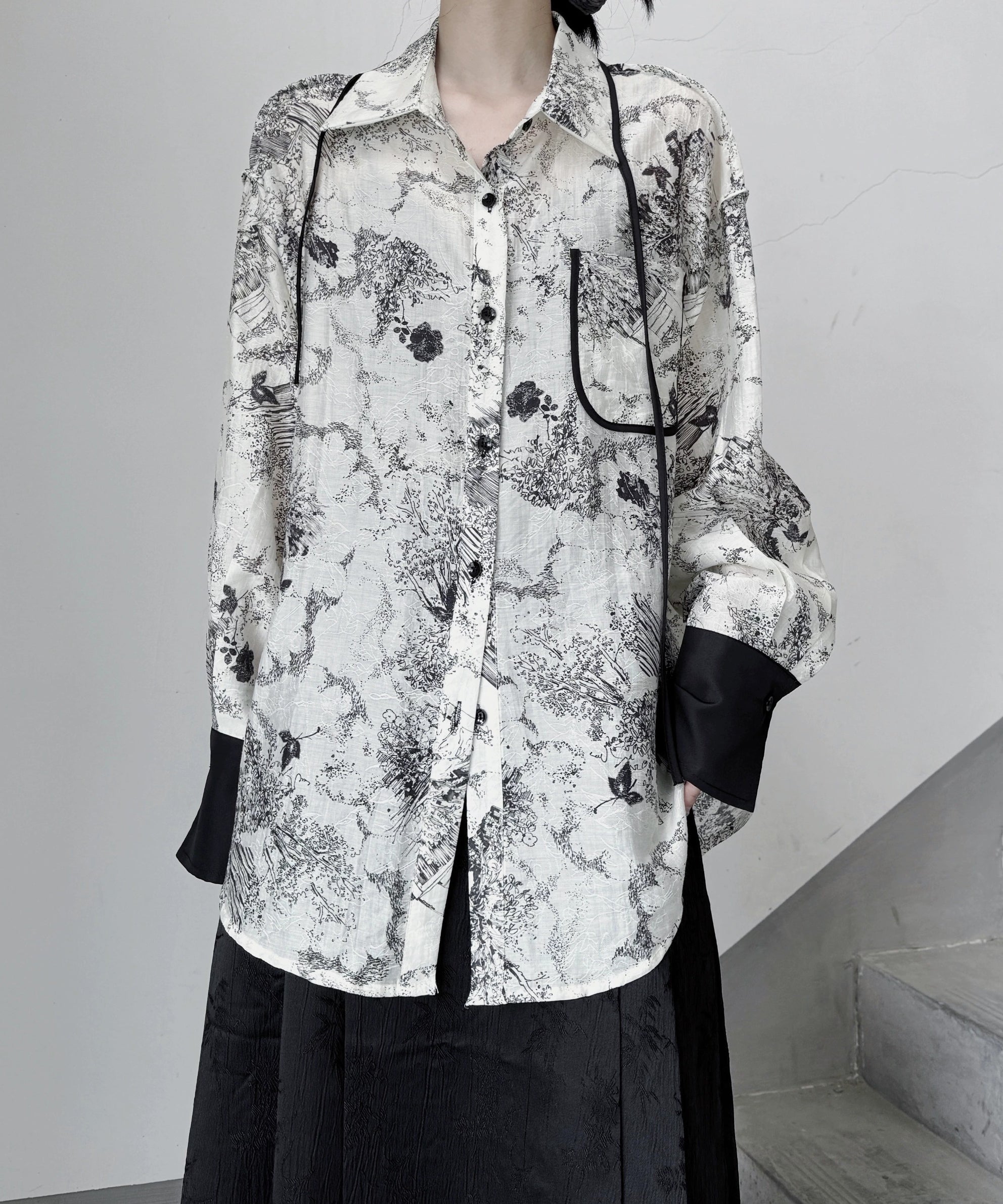 Ink Print Blouse for Women - gallery