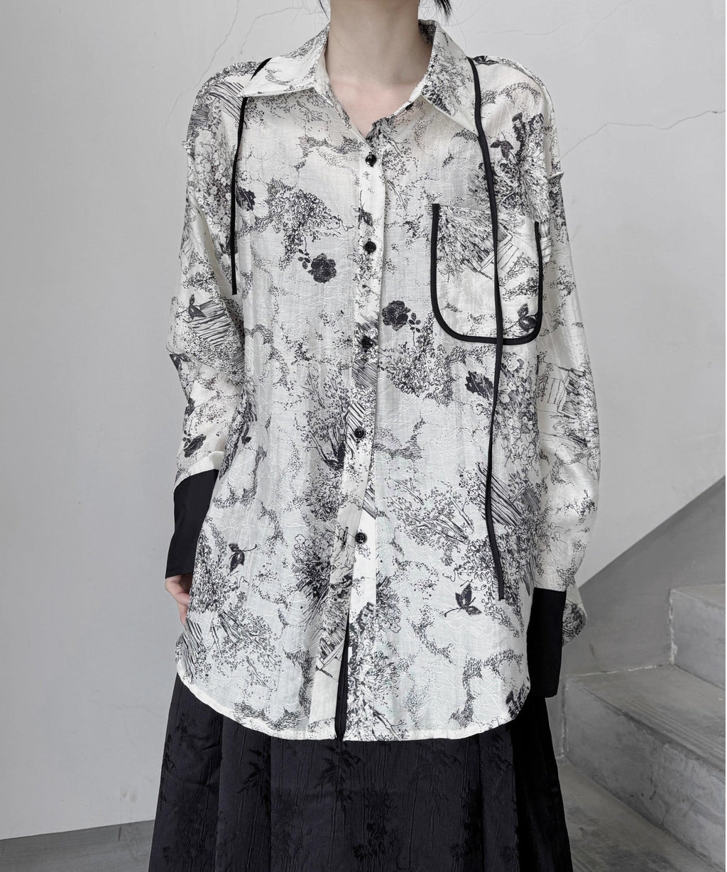 Ink Print Blouse for Women - gallery