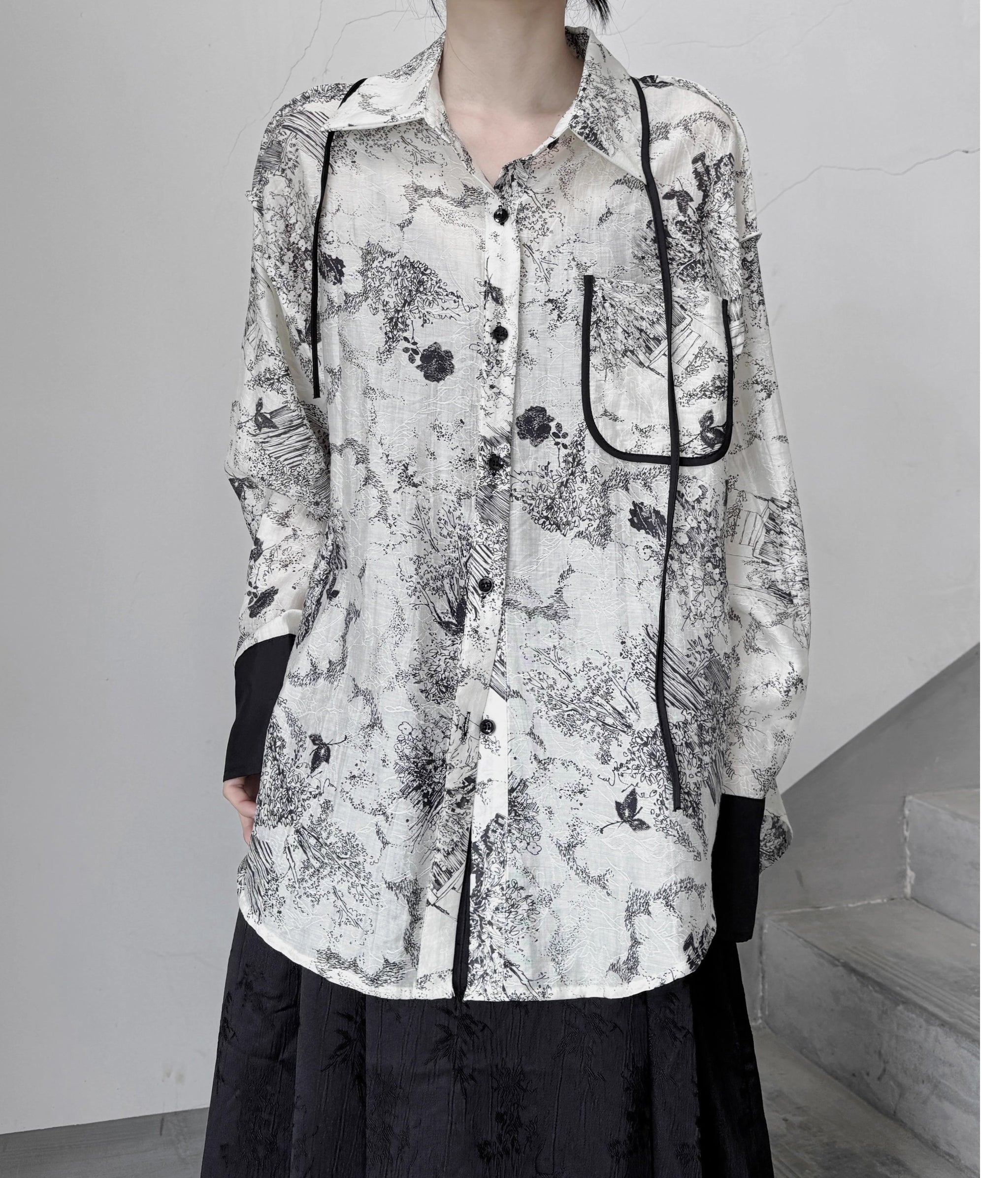 Ink Print Blouse for Women - gallery