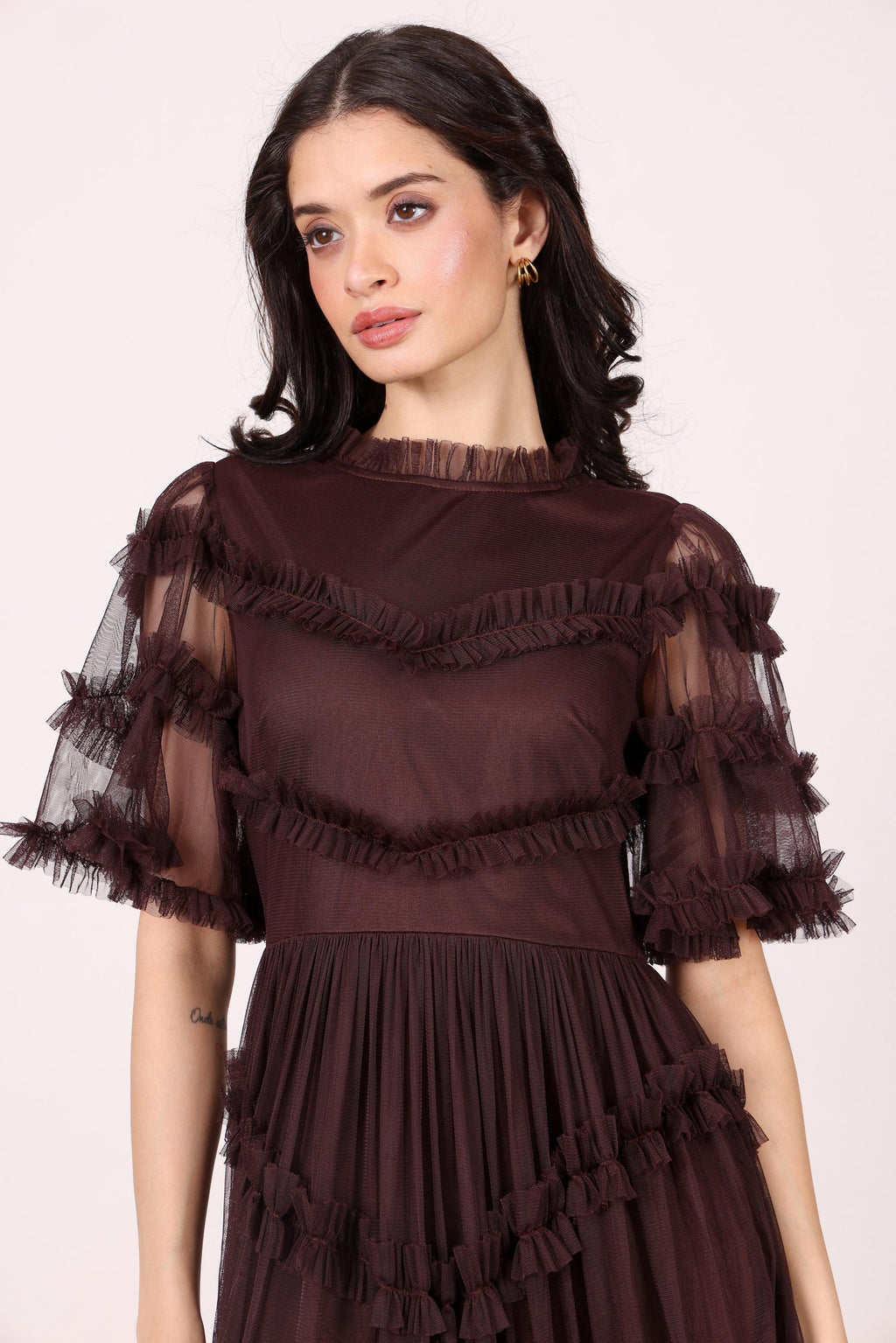 Florine Maxi Dress in Chocolate Plum — gallery
