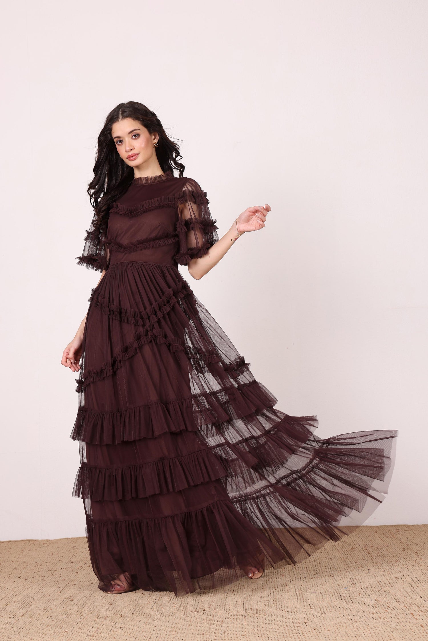 Florine Maxi Dress in Chocolate Plum — gallery