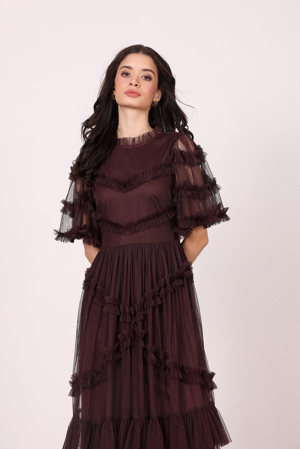 Florine Maxi Dress in Chocolate Plum — gallery