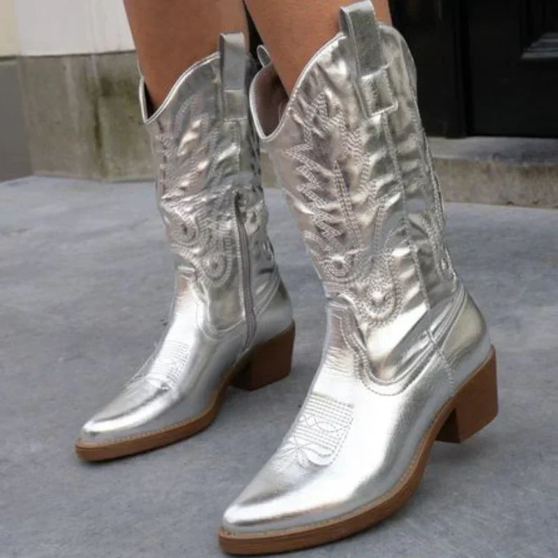 Stylish Metallic Cowboy Boots