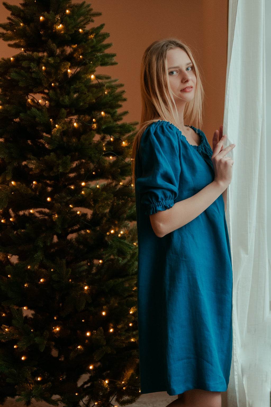 Linen Night Gown Peasant - gallery