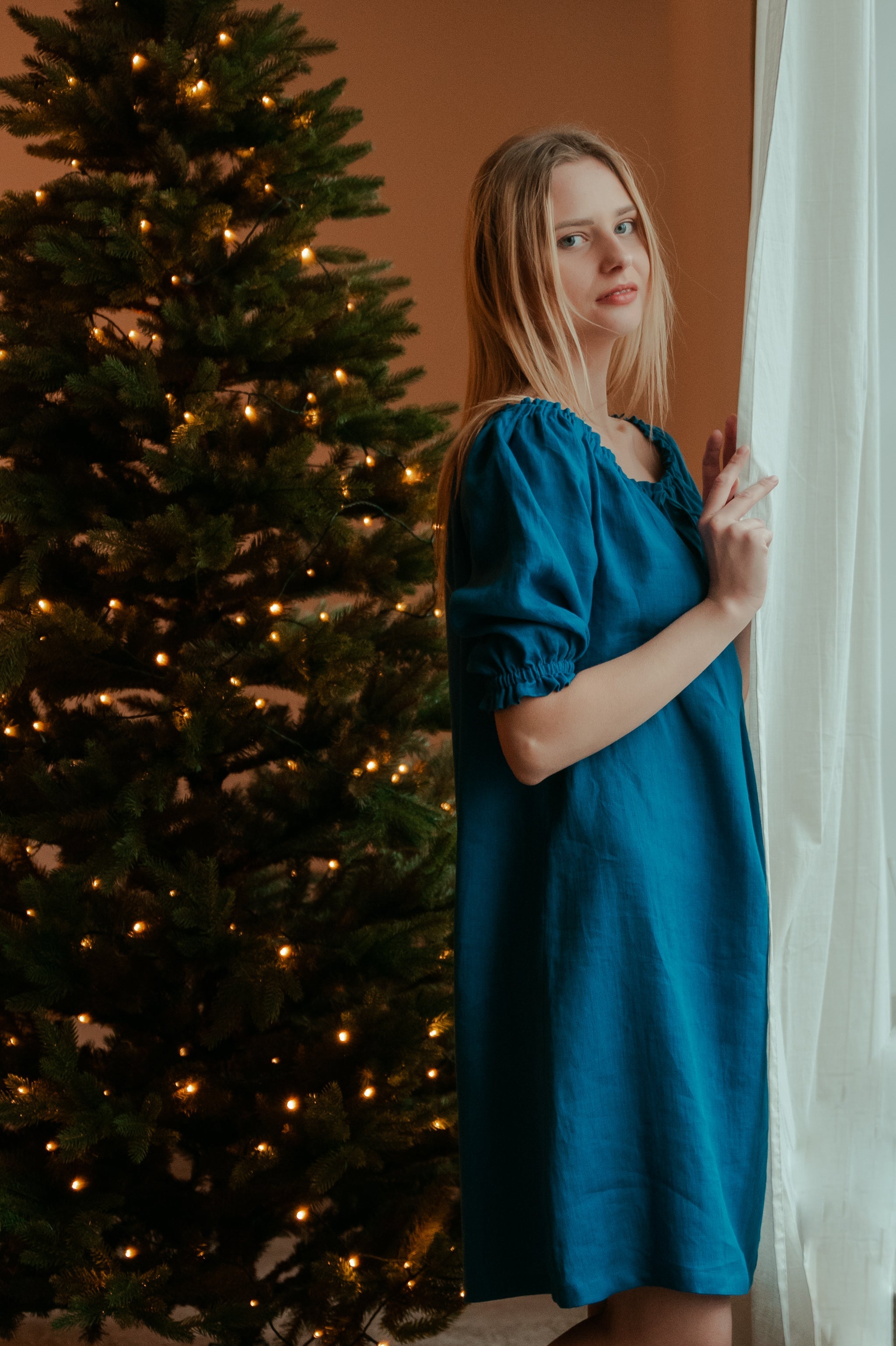 Linen Night Gown Peasant - gallery