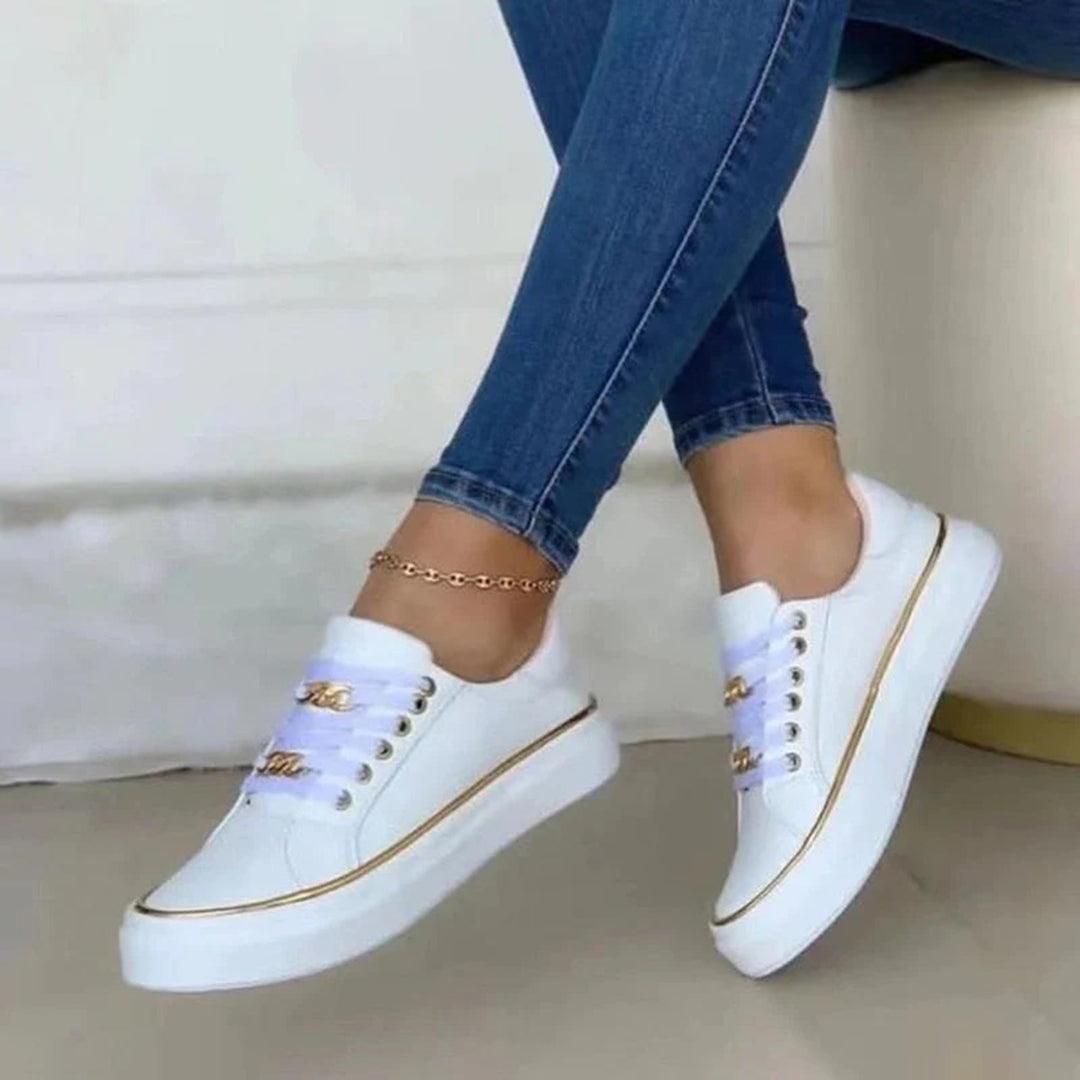 Stylish Women's Sneakers with Gold Accents