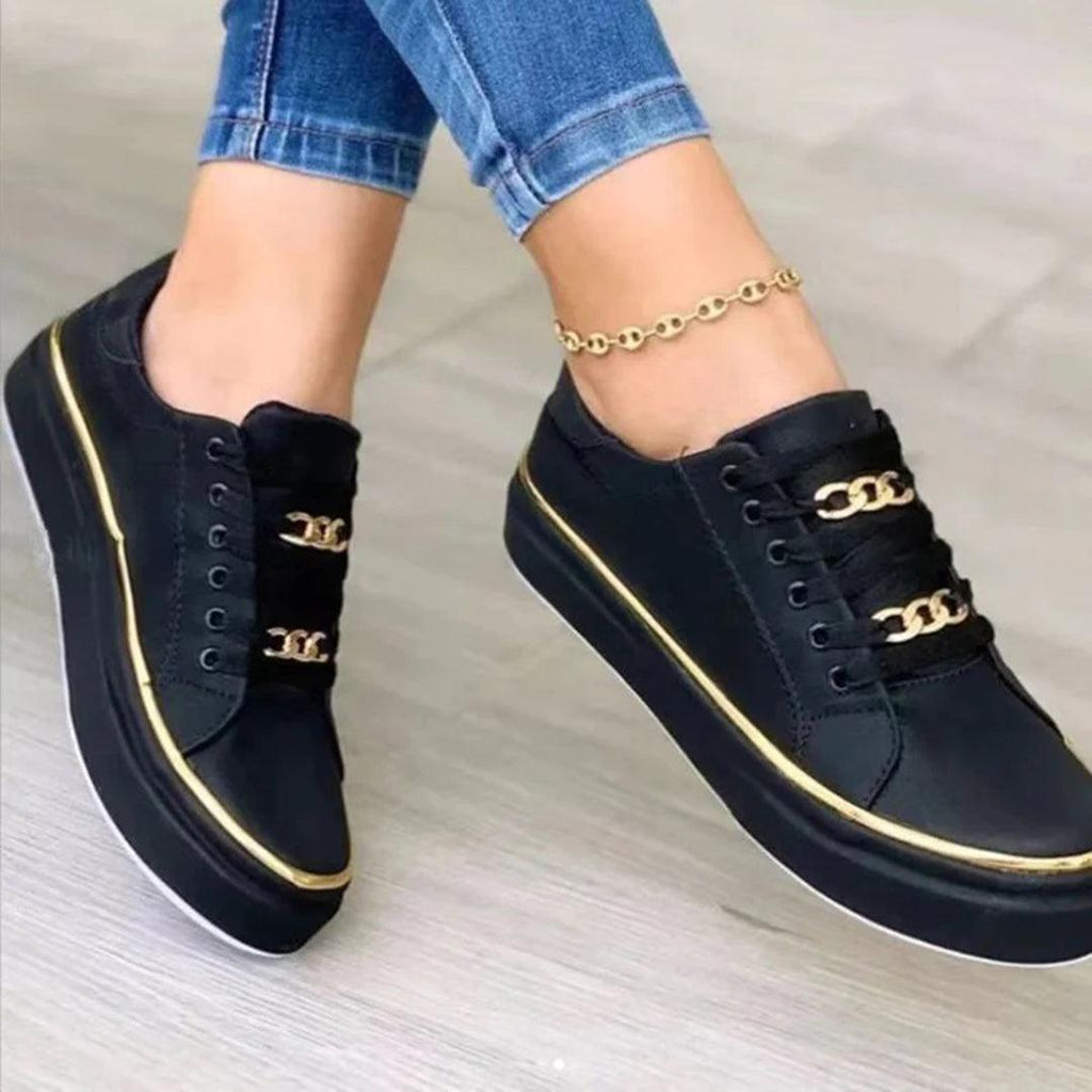 Stylish Women's Sneakers with Gold Accents