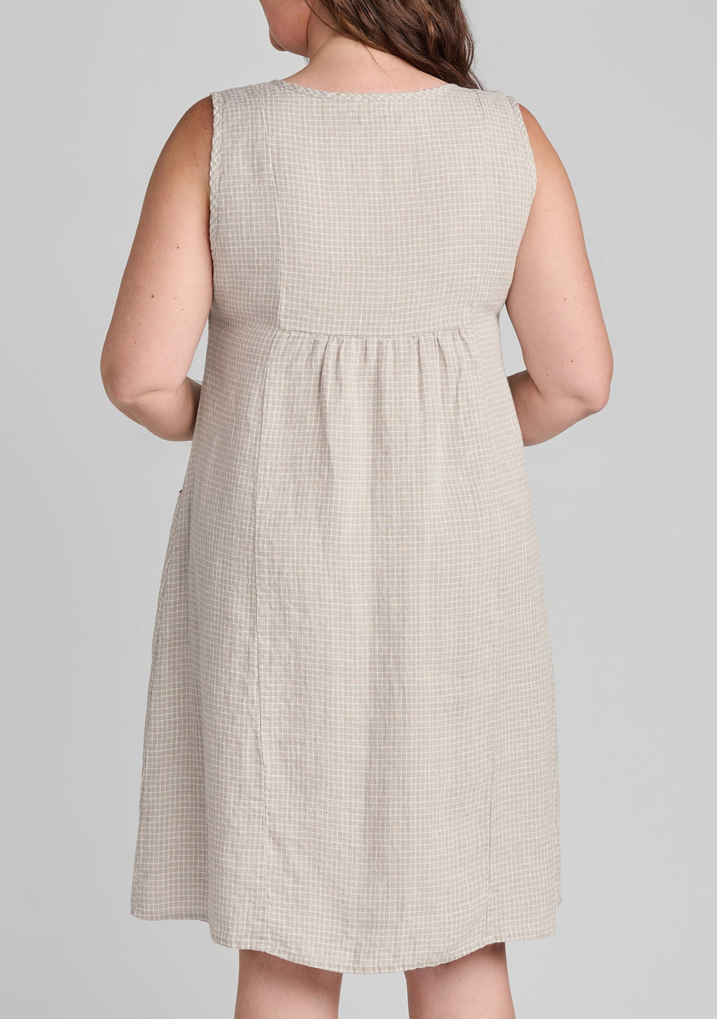 Gathered Back Linen Shift Dress for Women - gallery