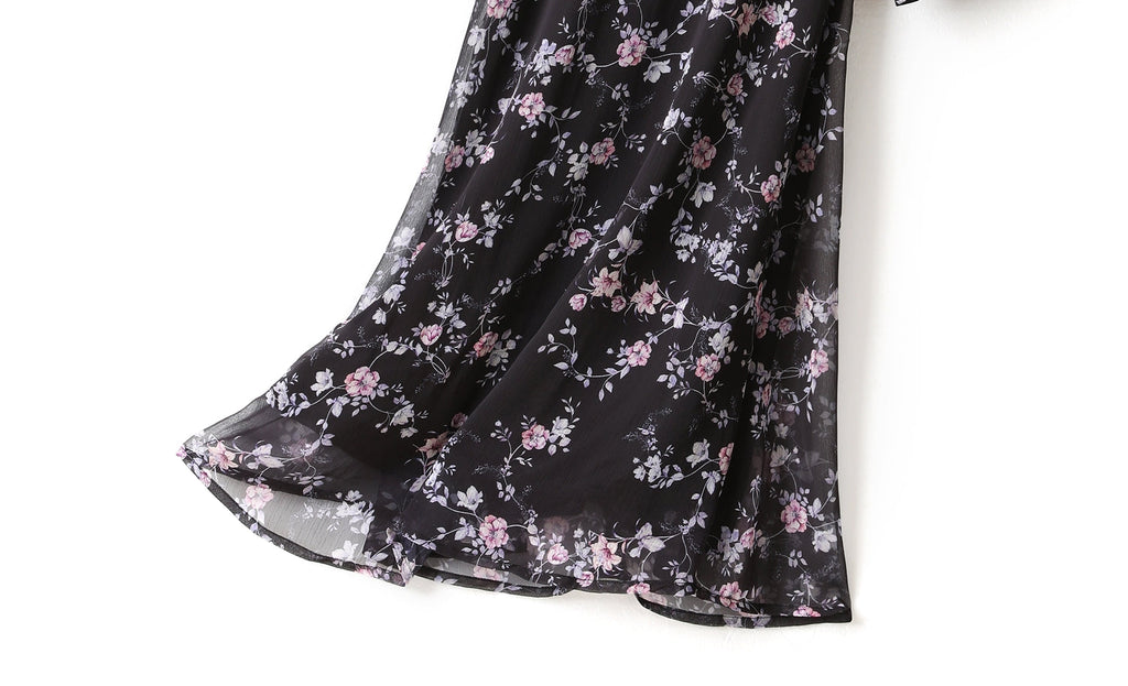 Gina Plus Size Floral Print Chiffon Cheongsam Qipao Mid Sleeve Dress (Bl... — gallery