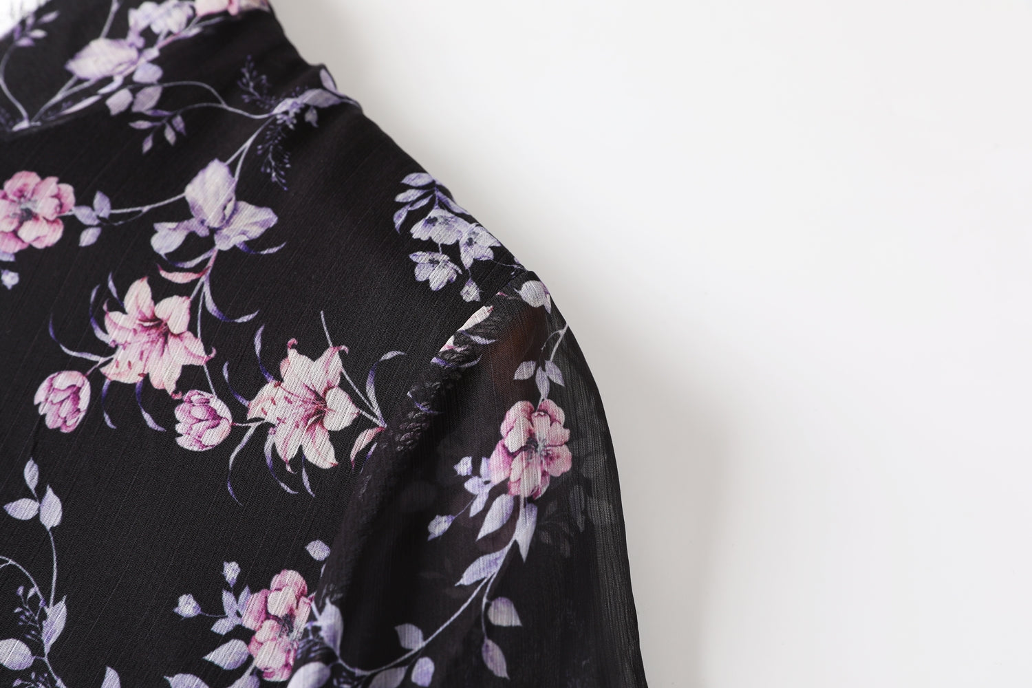 Gina Plus Size Floral Print Chiffon Cheongsam Qipao Mid Sleeve Dress (Bl... — gallery