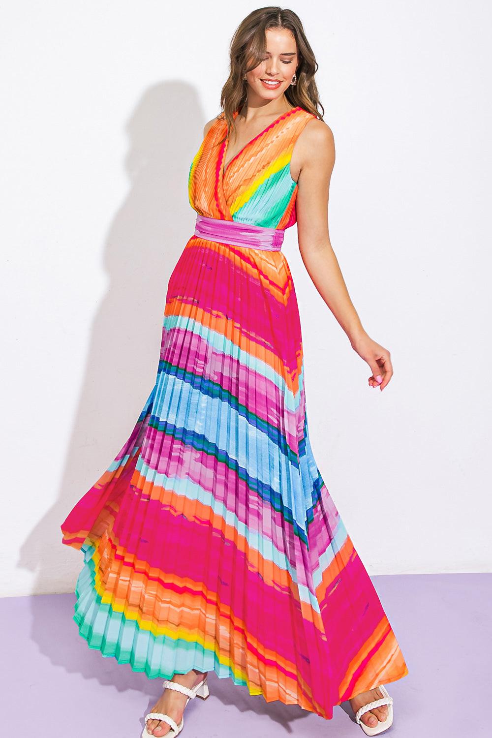 SHORE VACAYS WOVEN MAXI DRESSS — FUCHSIA BLUE