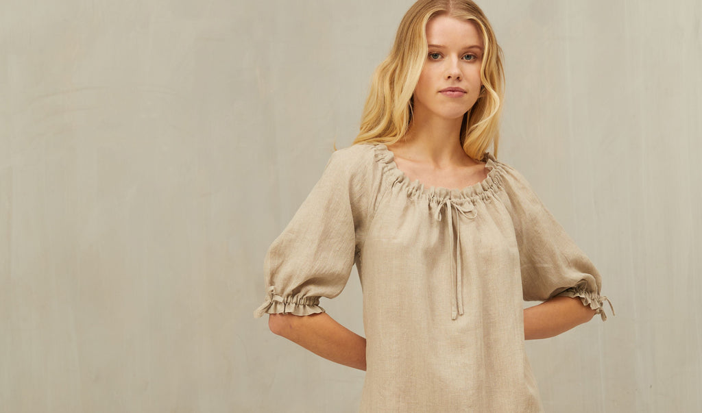 Linen Night Gown Peasant - gallery