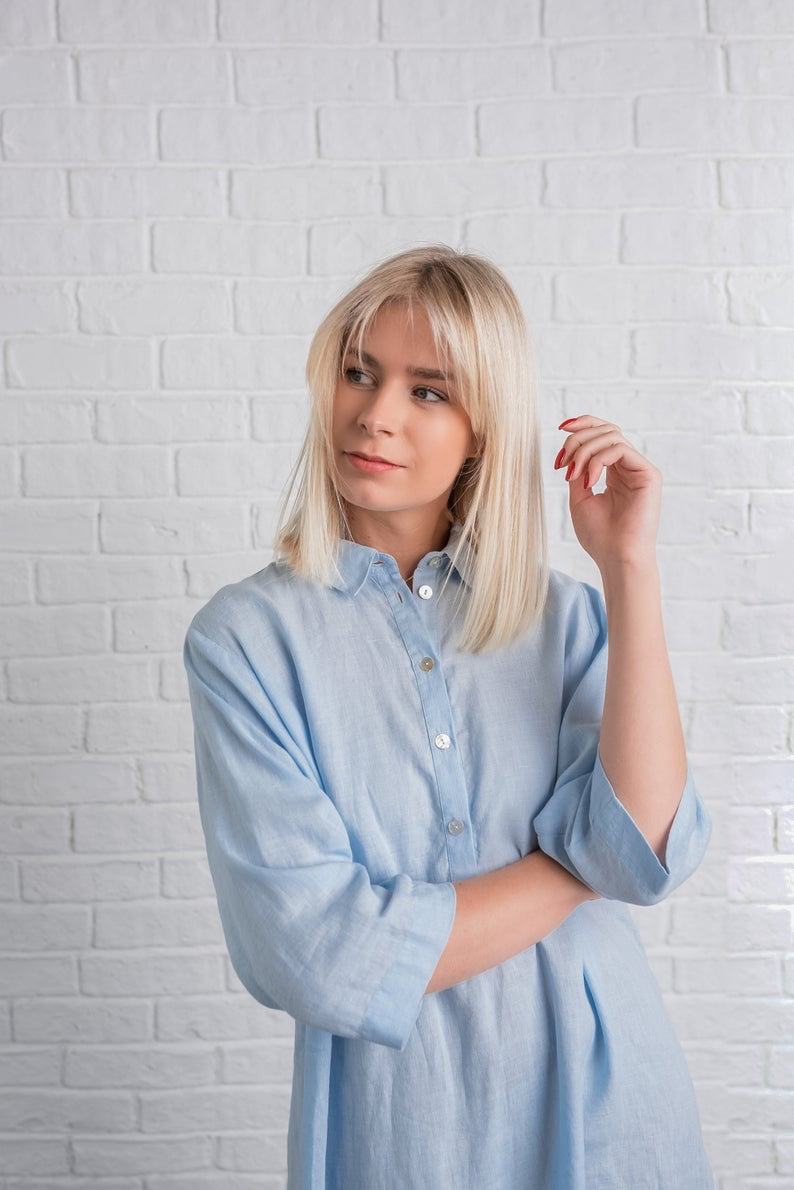 Linen Long Night Shirt Lora - gallery