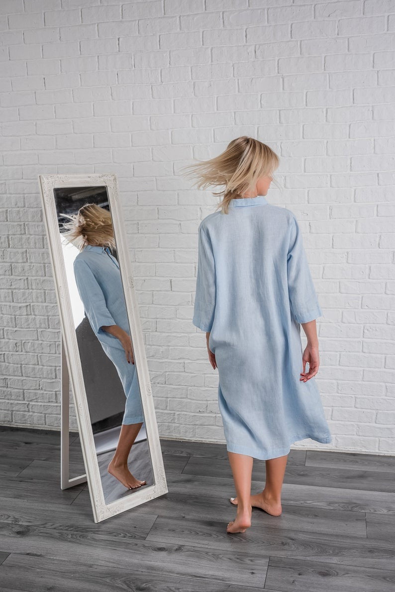 Linen Long Night Shirt Lora - gallery