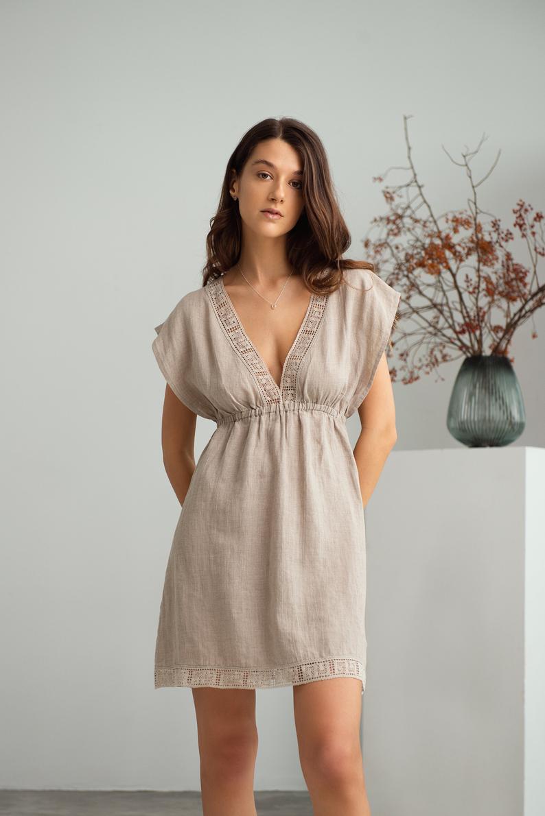 Linen Short Night Gown Antique