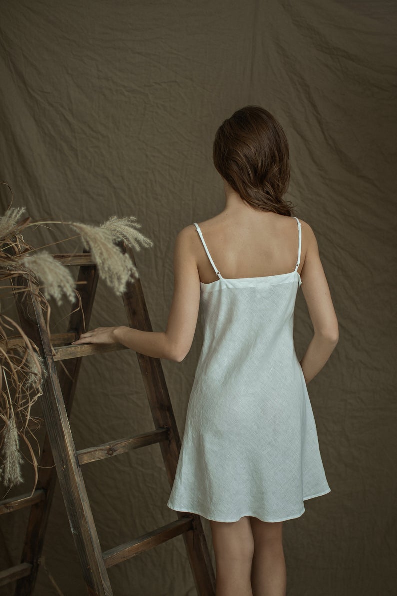 Linen Short Night Gown Anele - gallery