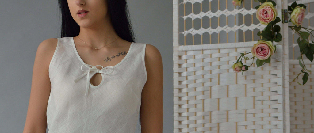 Linen Long Night Gown Dew - gallery