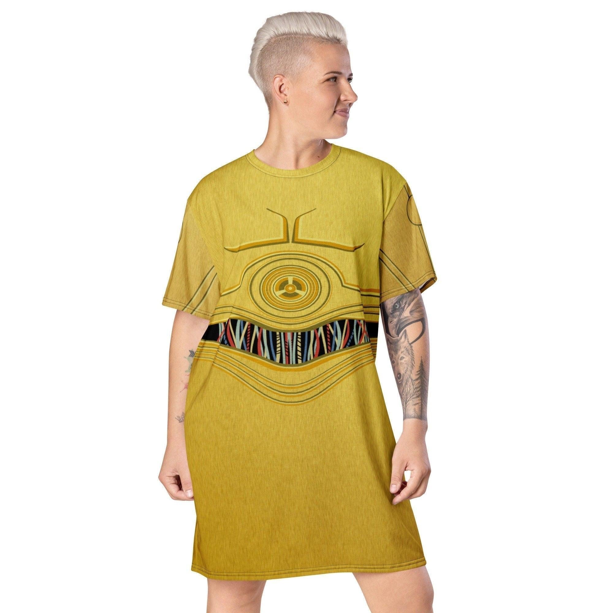 C-Three-PO Graphic Print T-Shirt Dress for Women — Oversized
